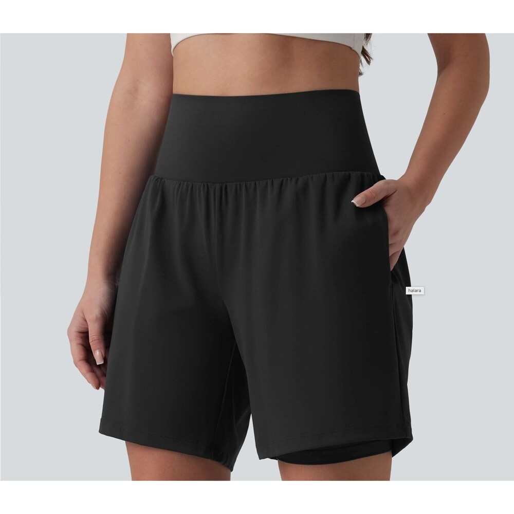 NWT Halara Softlyzero Airy Crossover Skort Black Skirt Attached Short - SZ M 5in
